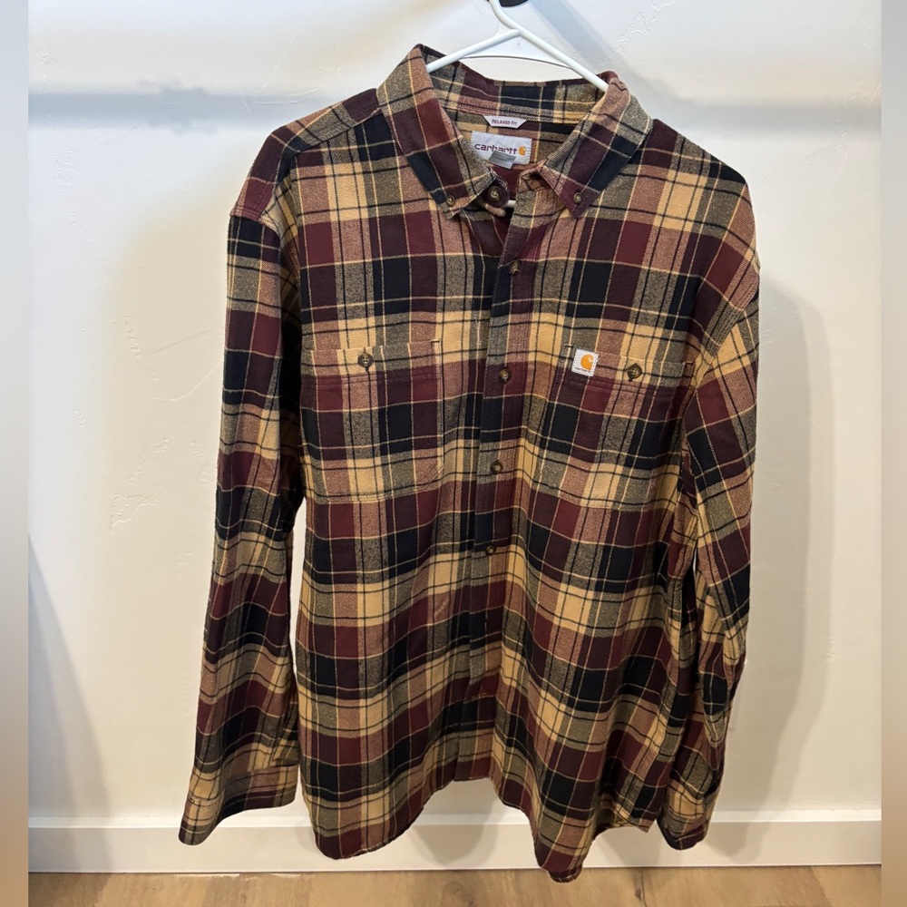 Carhartt Burgundy and Beige Checkered Shirt
